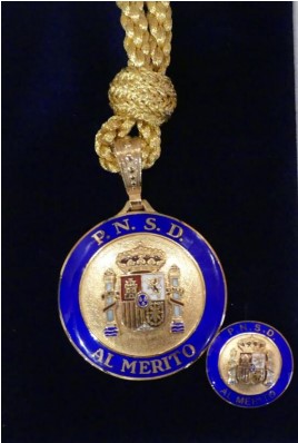 Imagen de la medalla de oro de la Orden del Mérito del PNSD 2024